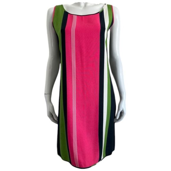 Vintage Dress 60s Boutique Haute Couture Liliette Striped Sheath Size M - Picture 1 of 13